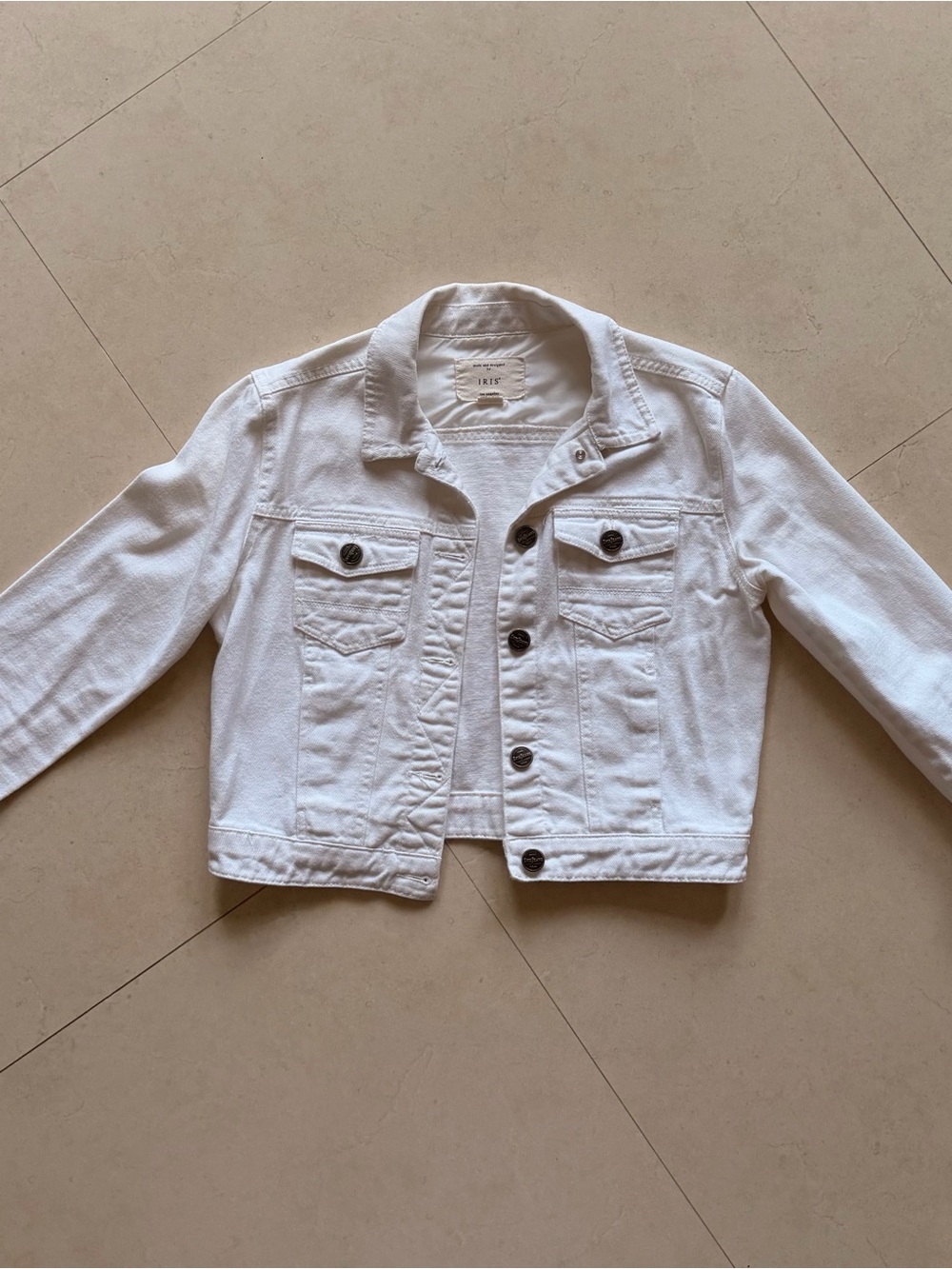 Iris Los Angeles White Cropped Denim Jacket - Size S